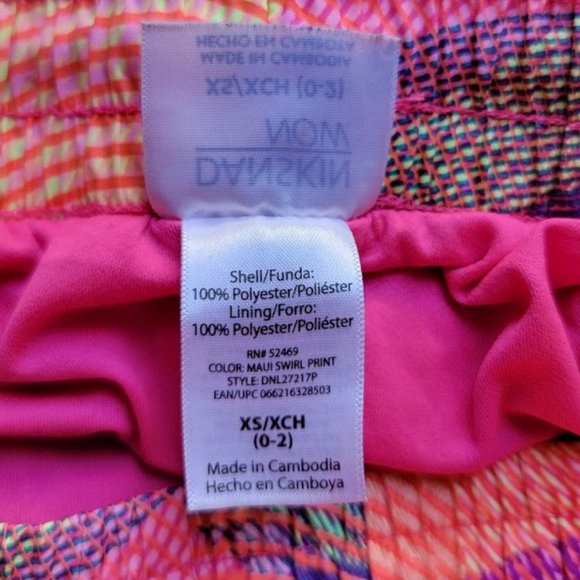 Danskin Now- Maui Swirl (pink, purple & yellow) Running Short w/ Liner, SZ: XS - Picture 9 of 10